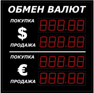Уличное табло курсов валют Импульс-306-2x2xZ5-EW2