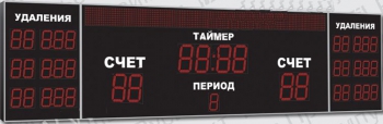 Спортивное табло для хоккея, модель Импульс-735-D35x8-D21x1-L6xD21x5-S20x128-ER2 (Уличное исполнение)