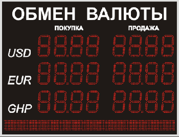 Табло курсов валют №13, модель PB-3-210х24_РБС-100-128x8е