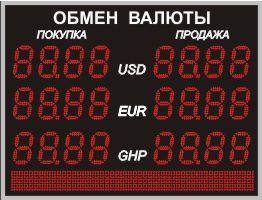 Табло курсов валют №3, модель PB-3-130х24_РБС-080-96x8е