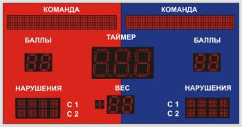 Спортивное табло для каратэ №3, модель TC-210х3_130х6_РБС-080-6х6х17-РБС-100-64x8x2b 