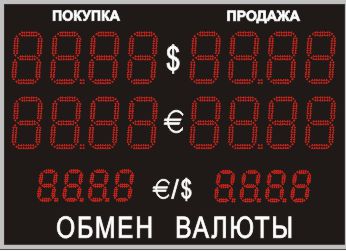 Табло курсов валют №9, модель PB-2-210х16_130x8е
