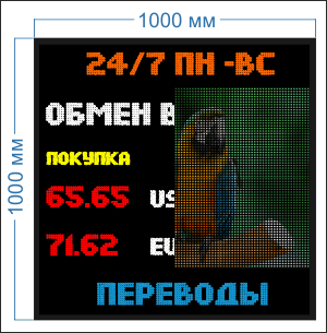 Модель PB-P10-96х96e Графическое табло курсов валют №3 цветное