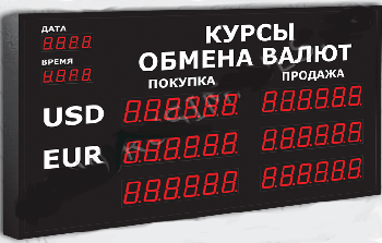 Импульс-304-3x2xZ6-DTx2xD2-R Табло курсов валют для помещения