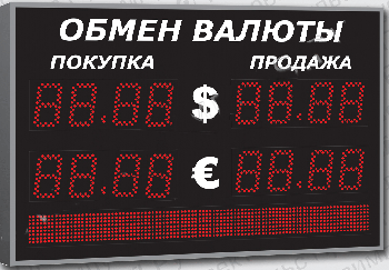  Уличное табло курсов валют Импульс-309-2x2-S8x64-EY2