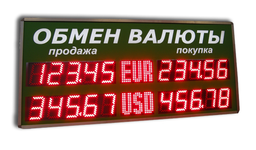 Уличные валютные табло с 5-значными  индикаторами