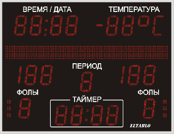 Универсальное спортивное табло №11М. Модель ТС-150х21_3х3х6_РБС-100-96х8b.