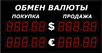 Уличное табло курсов валют Импульс-309-2x2xZ5-EG2