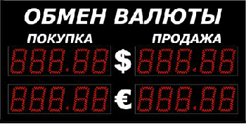 Уличное табло курсов валют Импульс-311-2x2xZ5-EW2