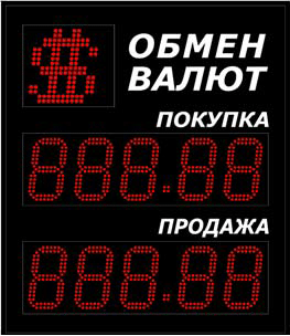 Уличное табло курсов валют Импульс-313-1x2xZ5-S15-EW2