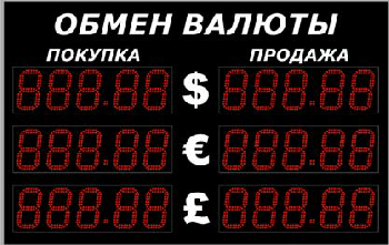 Уличное табло курсов валют Импульс-313-3x2xZ5-EB2