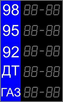 Табло стоимости топлива для АЗС для улицы, модель Р-4х5-350eх2