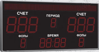 Спортивное табло для баскетбола, модель Импульс-735-D35x6-D21x7-S12x128-R 