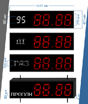 Табло котировки цен на топливо Модель AZS-270х4_150х2e