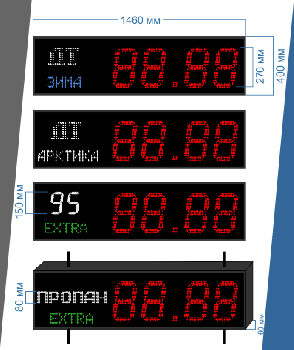  Табло котировки цен на топливо Модель AZS-270х4_150х2e-led