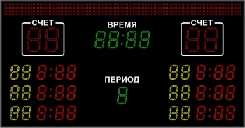 Табло для хоккея №8 Модель ТС-210х4-150х5-130х30-РБС-100-160х8 (уличные)