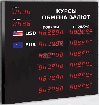 Импульс-302-6x2xZ6-DTx2-R Табло курсов валют для помещения