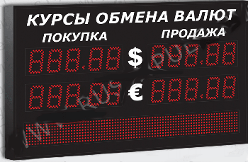 Импульс-309-2x2xZ5-S8x80-EY2 Уличное табло курсов валют