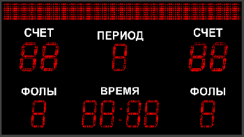 Универсальное спортивное табло №18, Модель ТС-270х4_250х7_Р-10-224х16e-ПК (уличные)