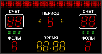 Универсальное спортивное табло №19, Модель ТС-270х4_250х7_Р-10-224х16_5х5х6_5х8х2e-ПК-ПДУ (уличные)