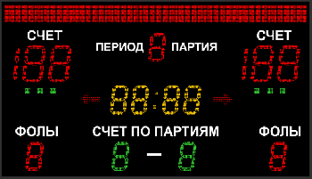 Универсальное спортивное табло №24, Модель ТС-350х6_270х12_Р-10-288х16_6х6х6_12х7х2e-ПК-ПДУ (уличные)